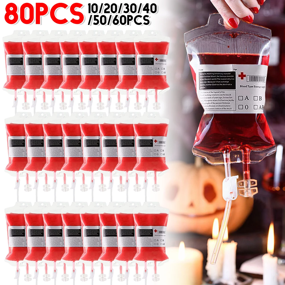 60-10 Stück leere Blut beutel Energy Drinks für Halloween Zombie Vampir Kostüm Requisiten Krankens ch wester Abschluss Thema Party begünstigt Getränk Pou