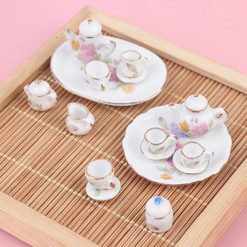 

1set Miniature Doll House Porcelain Coffee Tea Cups Ceramic Tableware Dollhouse Kitchen Accessories