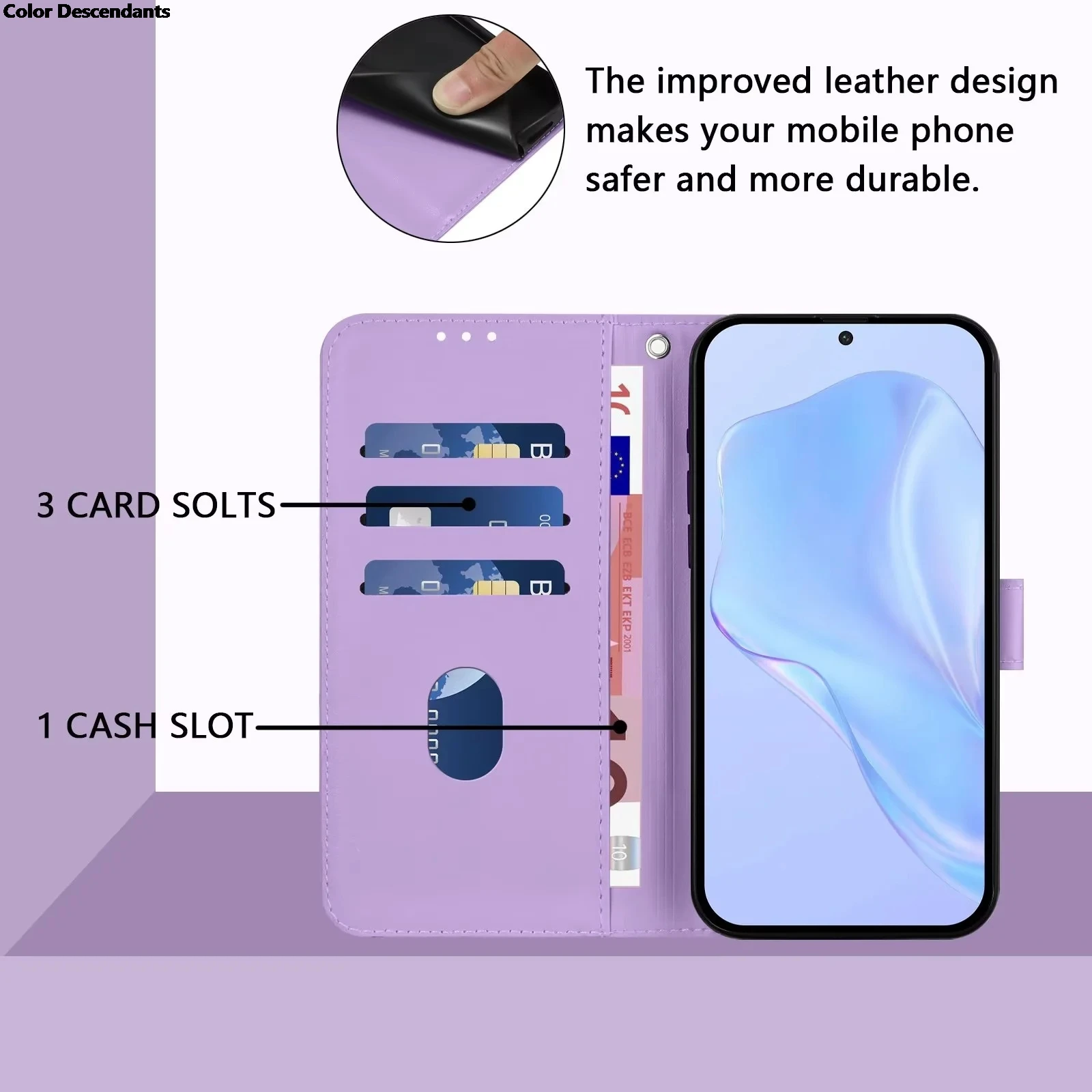 Premium PU Leather Flip Phone Case with Holder and Wallet Cover