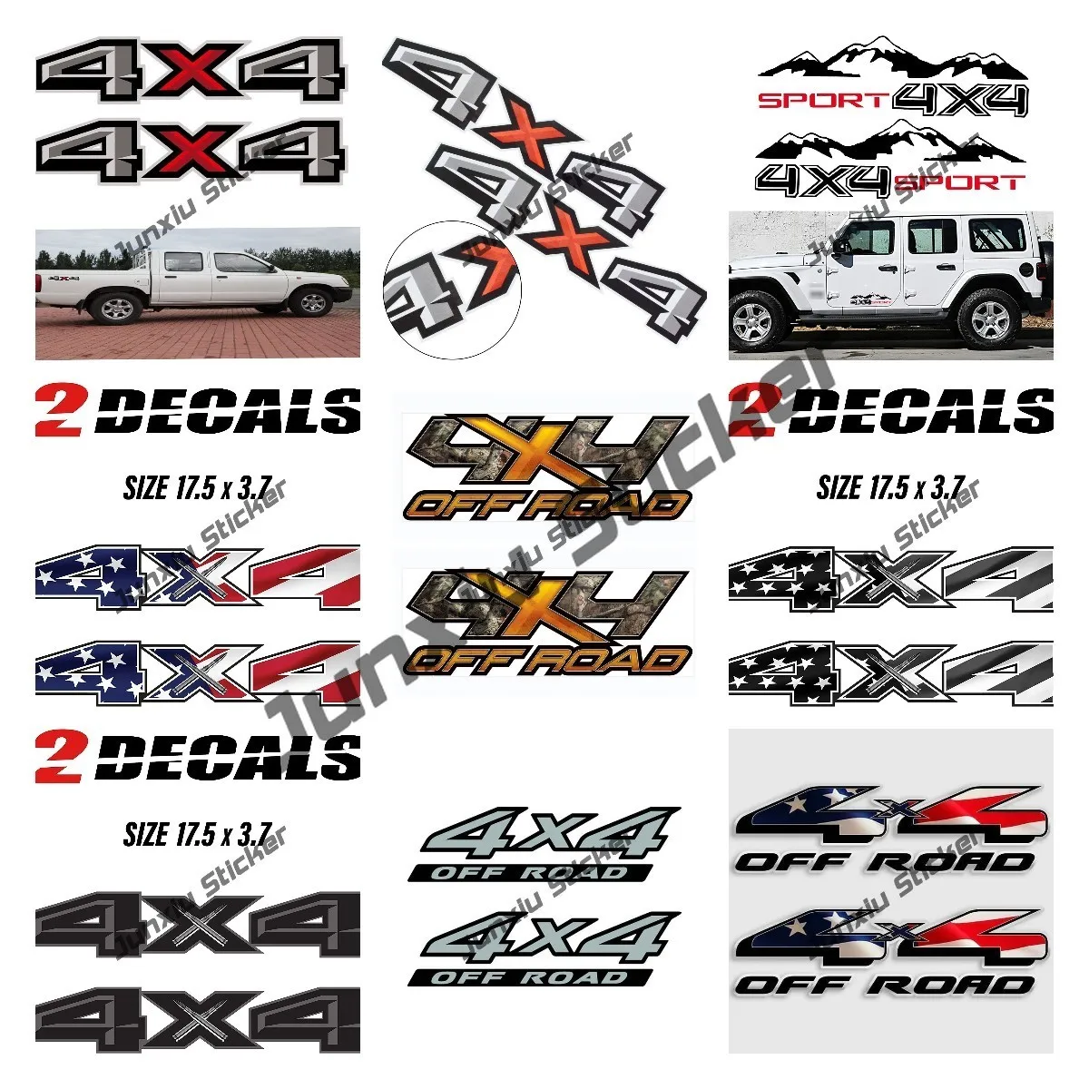 

2PCS Mountains 4x4 Sports Sticker for Body Door Side Car Vinyl Decal Decor for SUV Truck Off-Road Vehicle Sticker Accessories