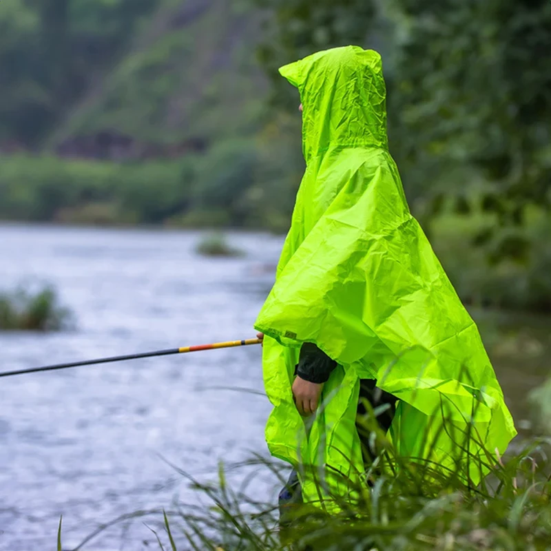 3 In 1 Waterproof Raincoat Lightweight Outdoor Hiking Rain Poncho Rain Jacket Cover Sun Shelter Camping Hiking Cycling Climbing 4