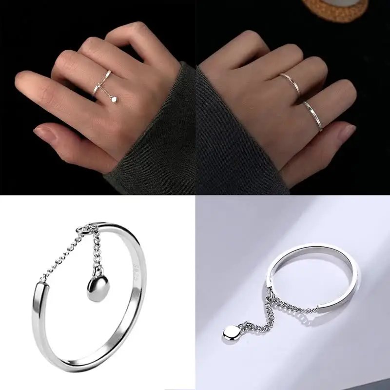 Anello Regolabile In Argento Sterling 925 | Catena A Maglie Francese, Stile Retrò E Regolabile, Gioiello Per Donna