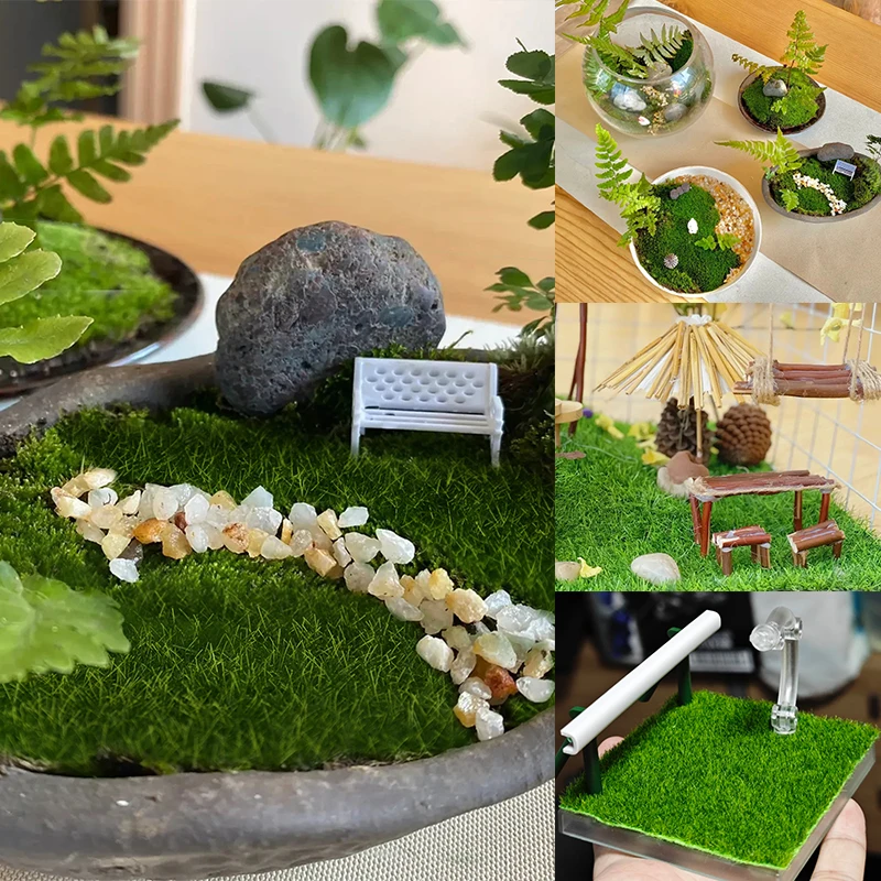 4/2Pcs Artificial Grass Mat Gardening Turf Lawn Synthetic Fake Grass Carpetfaux Micro-landscape DIY Flocking Rug 26/10 cm
