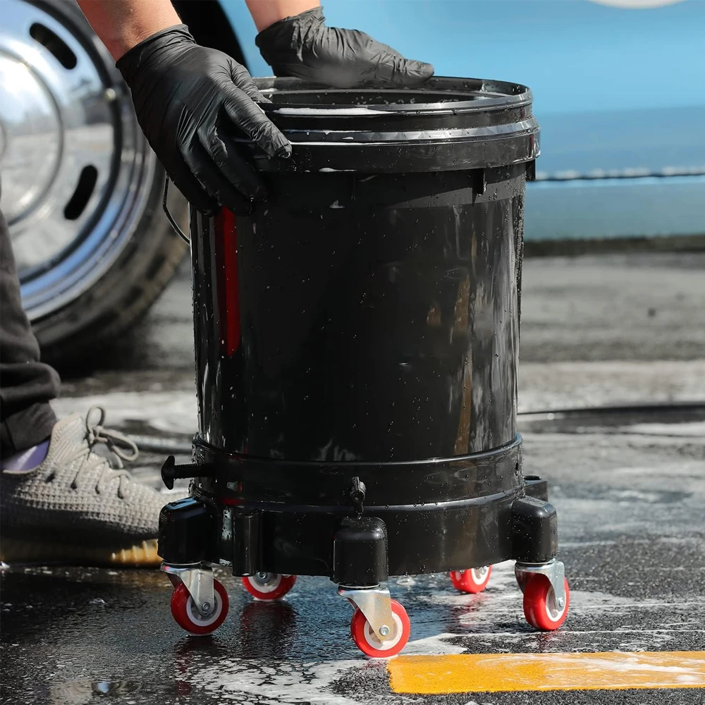 Rolling Bucket Dolly 360&deg; Swivel Roller Removable Storage Tray Wheels Car Wash Tools Accessories