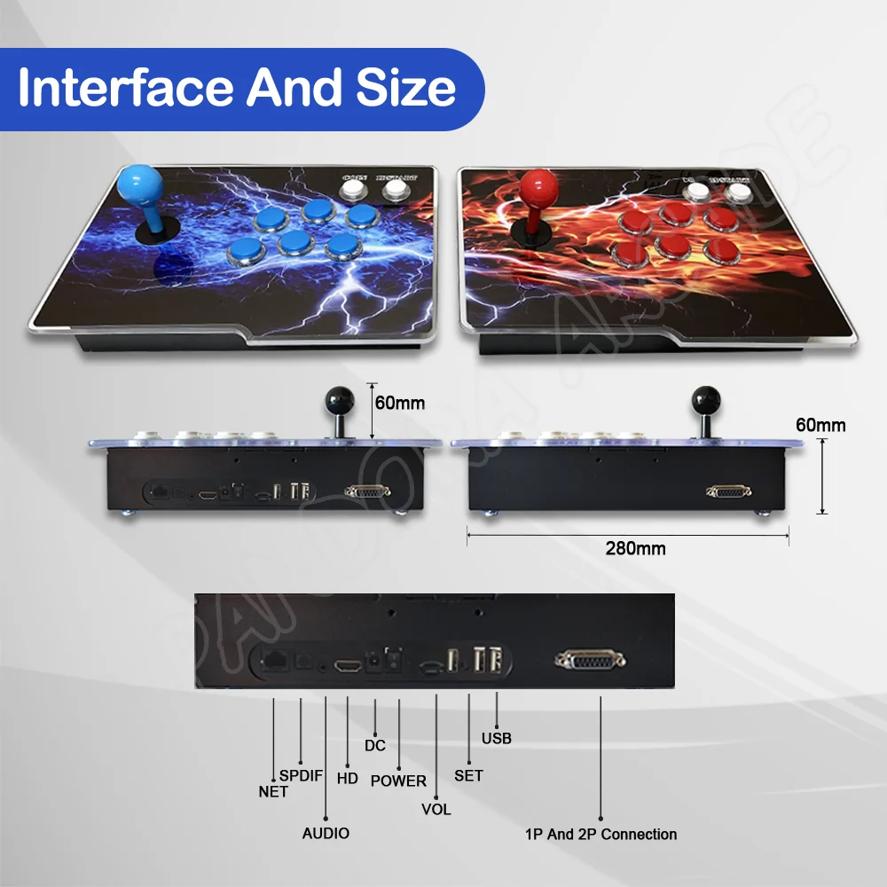 10888 판도라 EX 아케이드 박스 머신 18S Pro 3D Wi-Fi 멀티플레이어 조이스틱 6 버튼 레트로 아케이드 콘솔 4 플레이어 게임