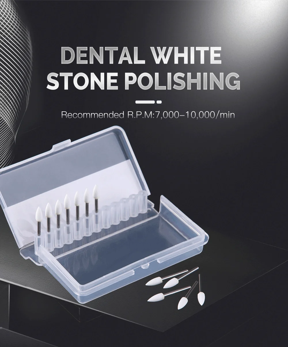 AZDENT 12 teile/paket Dental Flamme Kegel Runde Weiß Stein Polierer FG Bohrer Zahnmedizin Polieren Zahnarzt Klinik Metall Harz Porzellan – Detail 3