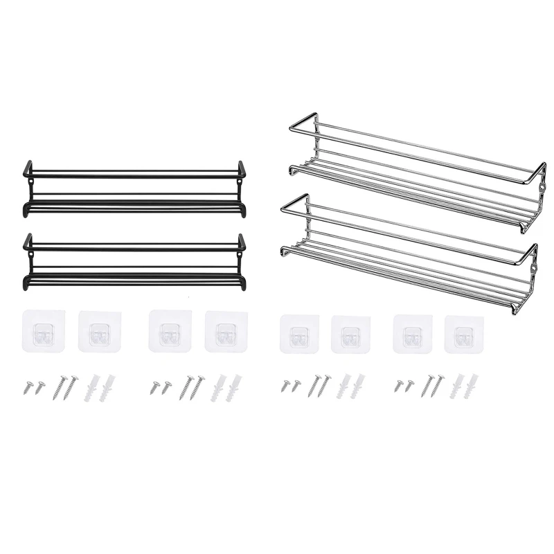 

Настенный стеллаж для хранения бутылок для специй, набор металлических держателей для приправ, без ударов, для дома, кухни,