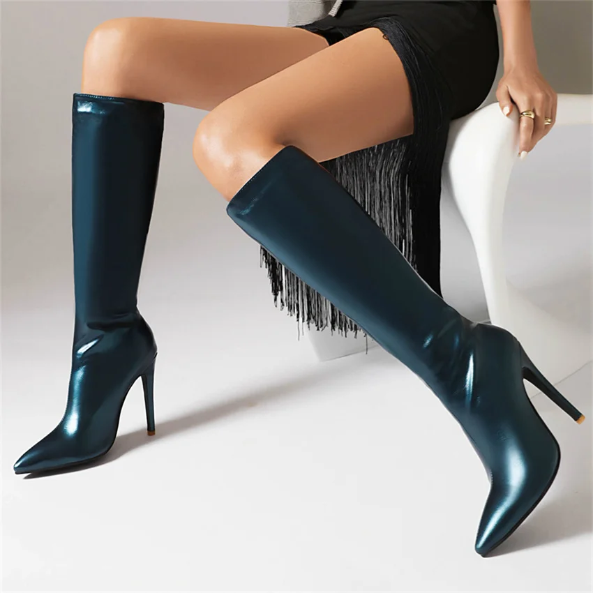 

Women Knee High Boots 2023 Trend Thin Ultra High Heel Pointed Toe Female Long Boots Spring Autumn Fashion Size 47 Dropshopping