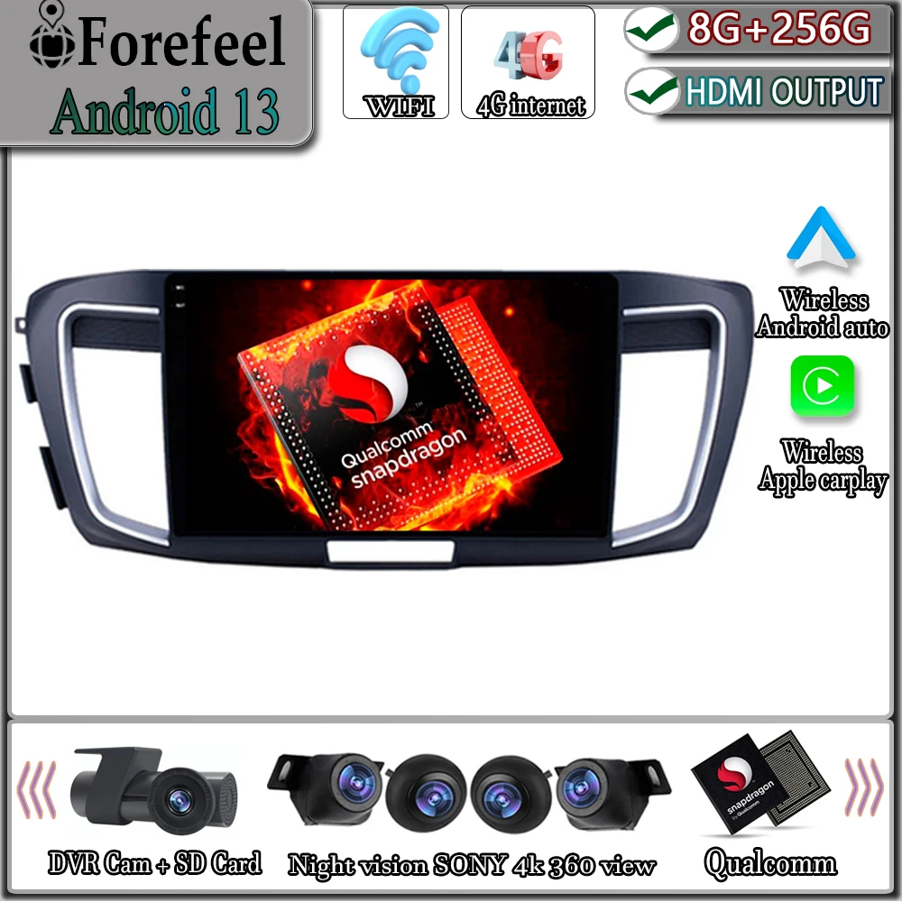 

Qualcomm Snapdragon Android 13 For Honda ACCORD 9 2.0L 2.4L 2012 - 2018 Multimedia GPS Auto Radio Navigation Player Car 5G DVD