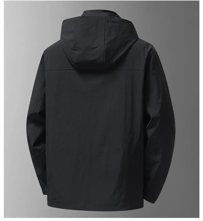Hochwertige Herren-Windjacke Business Casual Einfarbige Kapuzenjacke für Outdoor 2025 Frühling Herbst Streetwear Oberbekleidung – Detail 11
