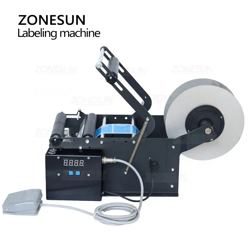 ZONESUN Semi Automatic Round Bottle Labeling Machine Stamp Dispenser Target Pasters Label Sticker Bottle Labeler ZS-TB16P 5