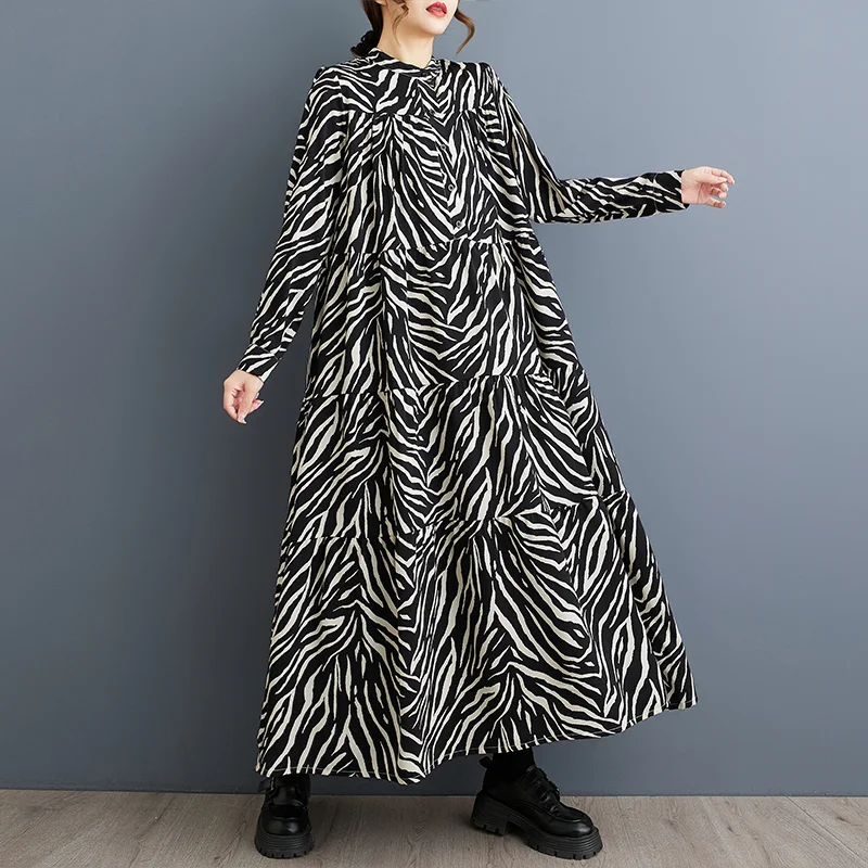 فستان ربيعي جديد مقاس كبير للنساء 2025 رداء برقبة...