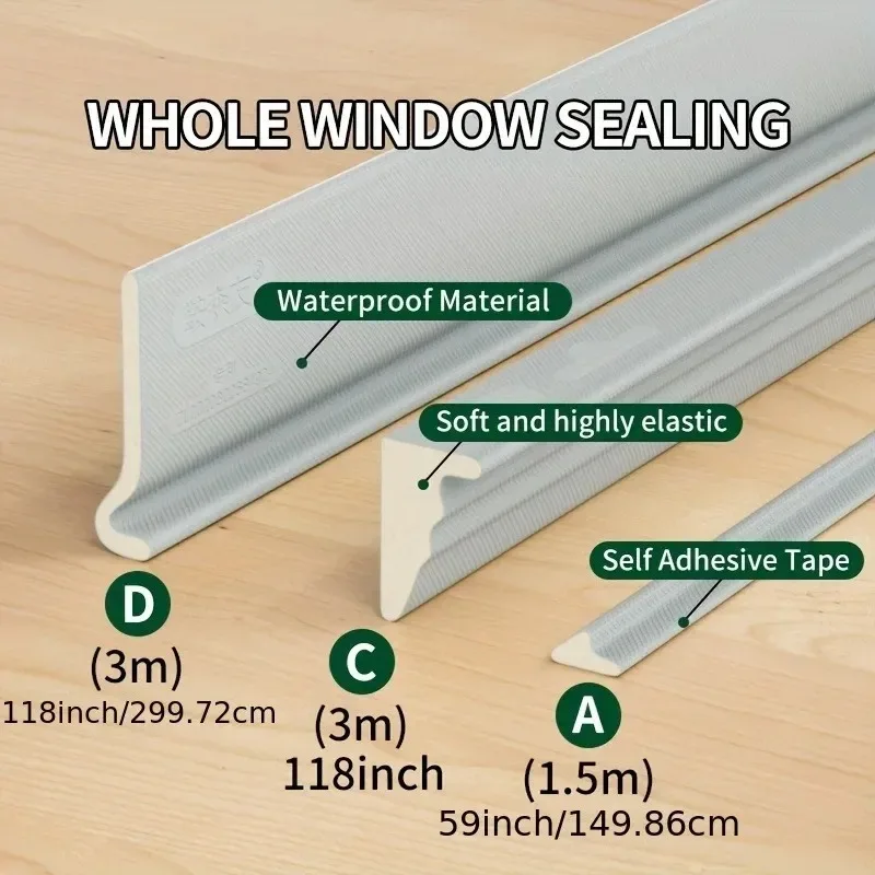 Self-Adhesive Window Seal Strip Set - Windproof, Soundproof, and Dustproof Draft Stopper for Sliding Windows and Doors