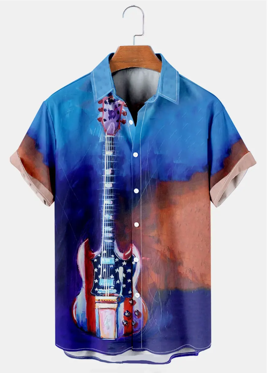 Violin Harajuku Men's/Women's Shirt 3D Printed Short Sleeve Shirt Summer Hawaiian Beach Style Top Lapel Shirt 2