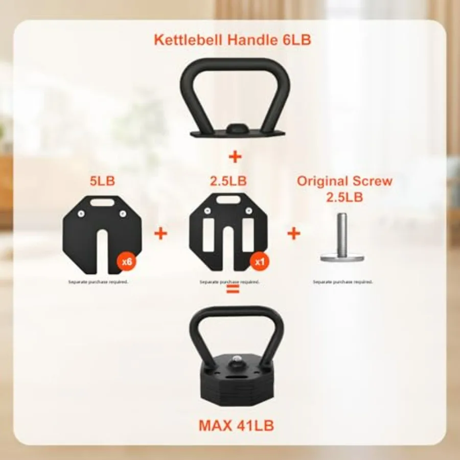 Adjustable Kettlebell with Inverted U-Handle, for Full-Body Workouts,with Screw Rod
