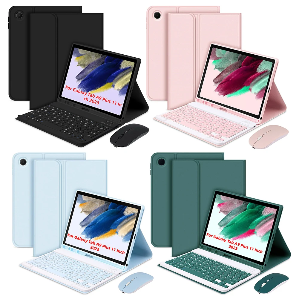 For Samsung Galaxy Tab A9 Plus 11 Inch Keyboard Case Auto Sleep/Wake Dechatable BT Keyboard W/Pencil Holder Leather Folio Cover