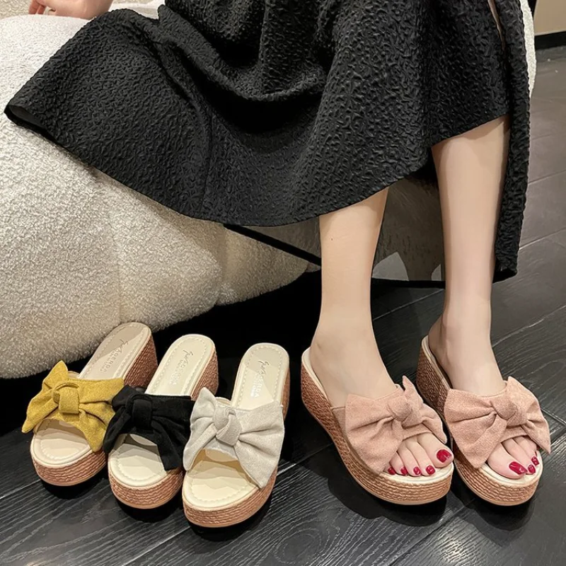 Women Platform Slippers Sandals Women New Fashion Wedge Shoes Ladies High Heels Thick Bottom Mules Summer Casual Female Slippers