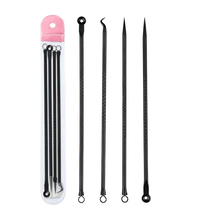 Blackhead Remover 4PCS Acne Comedone Black Spot Pimple Blemish Skin Care Women Beauty Treatment Pore Cleanser Needle Hook