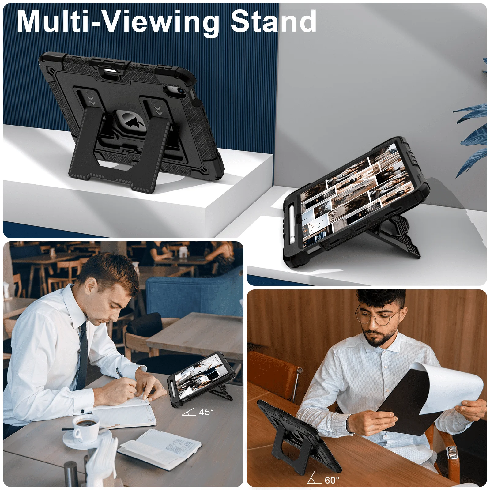 Shockproof Tablet Cover with Pen Tray and Rotating Handle Stand - Rugged, Safe, Non-Toxic Soft Silicon Design
