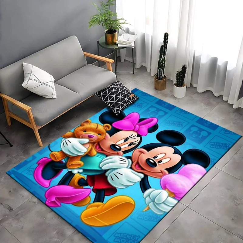 thumbnail image 1 of Alfombra de Mickey Mouse de Disney, bonita figura de Anime, alfombra estampada de Minnie, dormitorio infantil, sala de estar, sofá, felpudo antideslizante, alfombras de suelo, 1 of 5