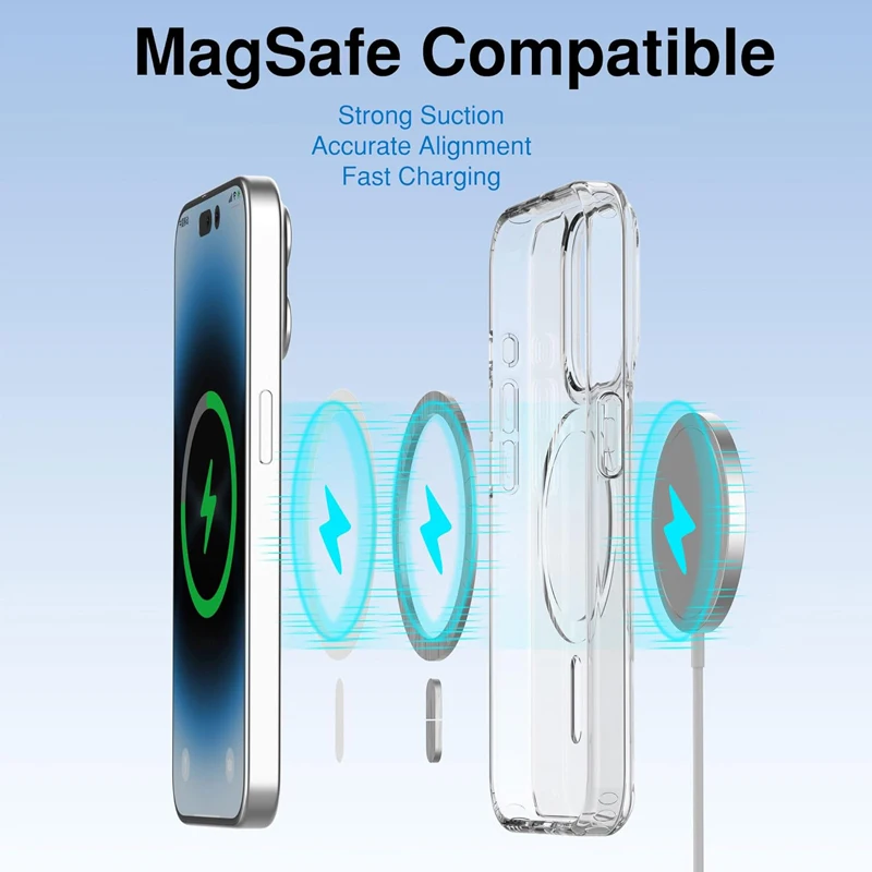 Magnetic Clear Phone Case with MagSafe Wireless Charging Compatibility