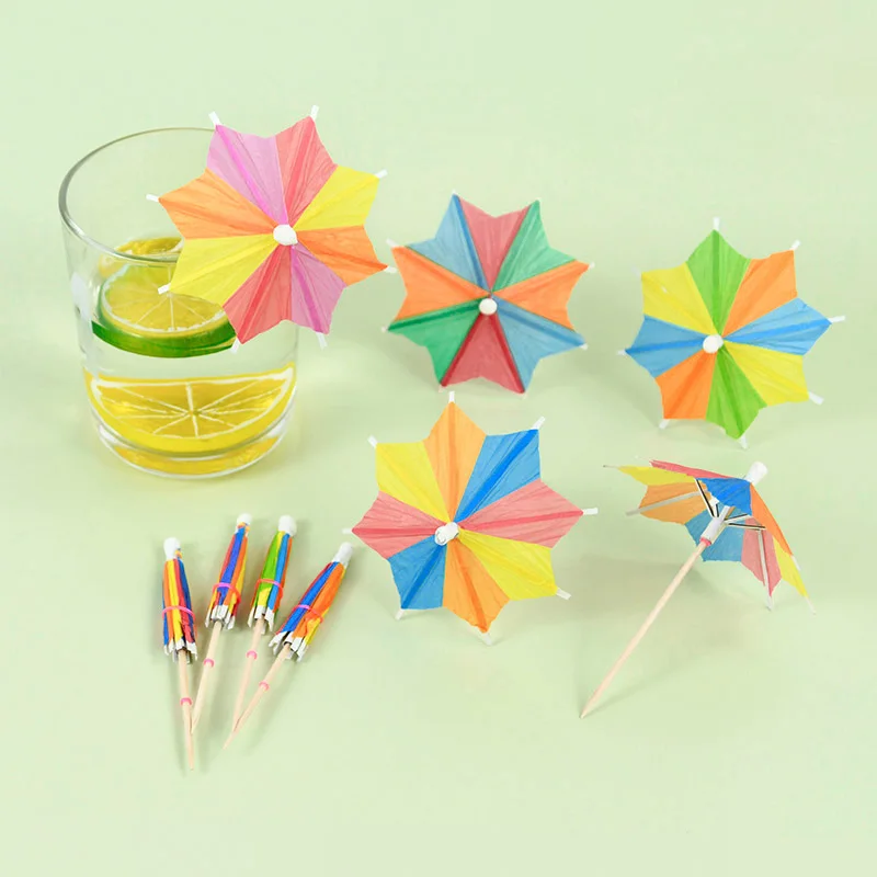 30/50 Stück Regenschirm-Cocktail-Picks für hawaiianische Sommer-Tropen-Geburtstagsfeier-Dekoration, Cupcake-Topper, Lebensmittel-Obst-Picks, Hochzeit – Detail 3