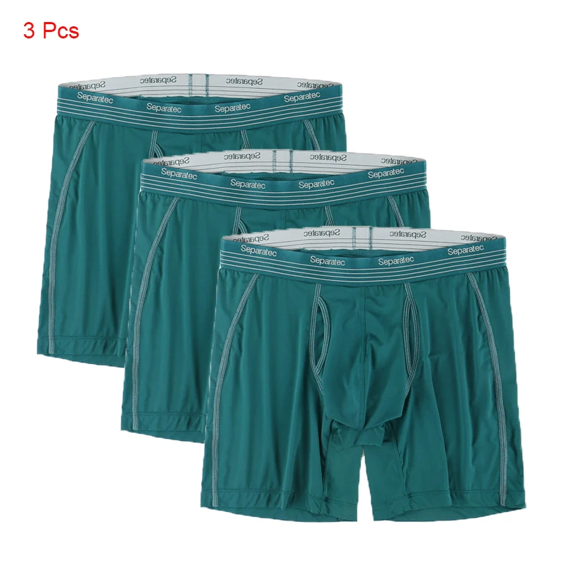 3 Pack Separatec Men's Underwear Separate Pouch Boxer Briefs Men Bamboo  Rayon Soft Breathable Dual Pouch Trunks Long Leg Boxer