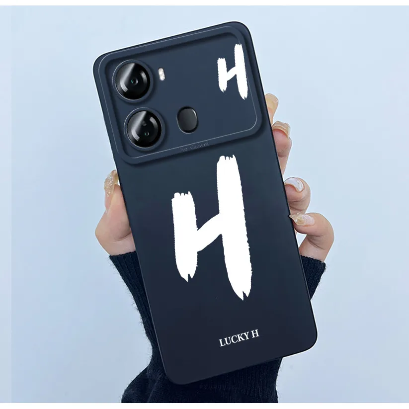 Lucky Initial Letter Soft Matte Silicone TPU Shockproof Phone Case