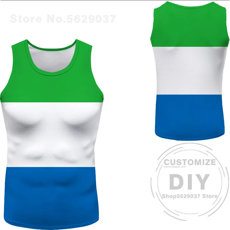 Sierra Leone Vest Diy Free Sle Tank Top Nation Flag Sl Republic Leonean Country College Print Photo Sleeveless T-shirt