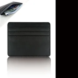 Vibrant PU Leather Card Wallet - Sleek & Stylish Card Organizer (Black)
