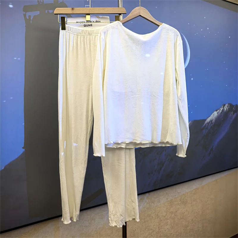 Pijama Feminino Insel Samt Warme Pyjamas Set Frau Koreanische Elegante Brust Pad Langarm Top Hose Anzug Winter Nachtwäsche Pyjama – Detail 12