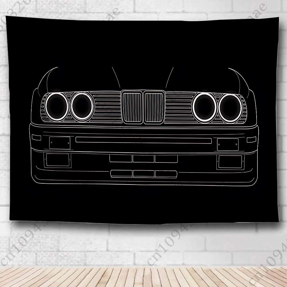 Blau R-Rot Auto E-E30 Flagge Wandteppich Kreatives Muster Foto Wohnzimmer Wandkunst Wandteppich Dekor Party Outdoor Dekorieren Banner – Detail 15