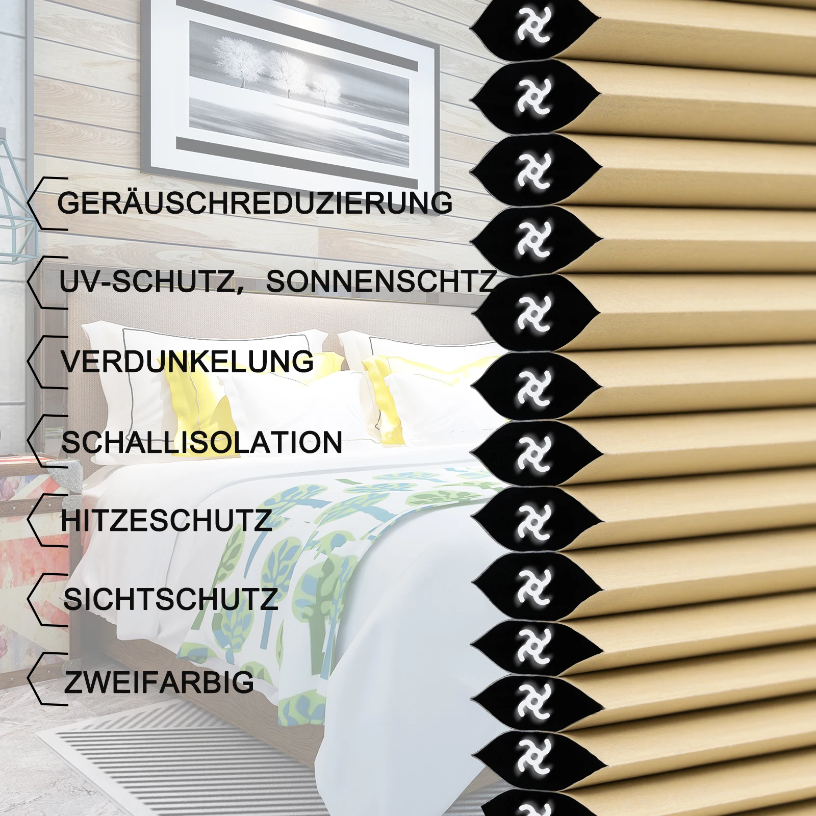 WOLTU Wabenplissee ohne Bohren, Sonnenschutz, Schallschutz, Sichtschutz, Verdunkelung, Thermische Doppelplissee für Fenster und Türen – Detail 12