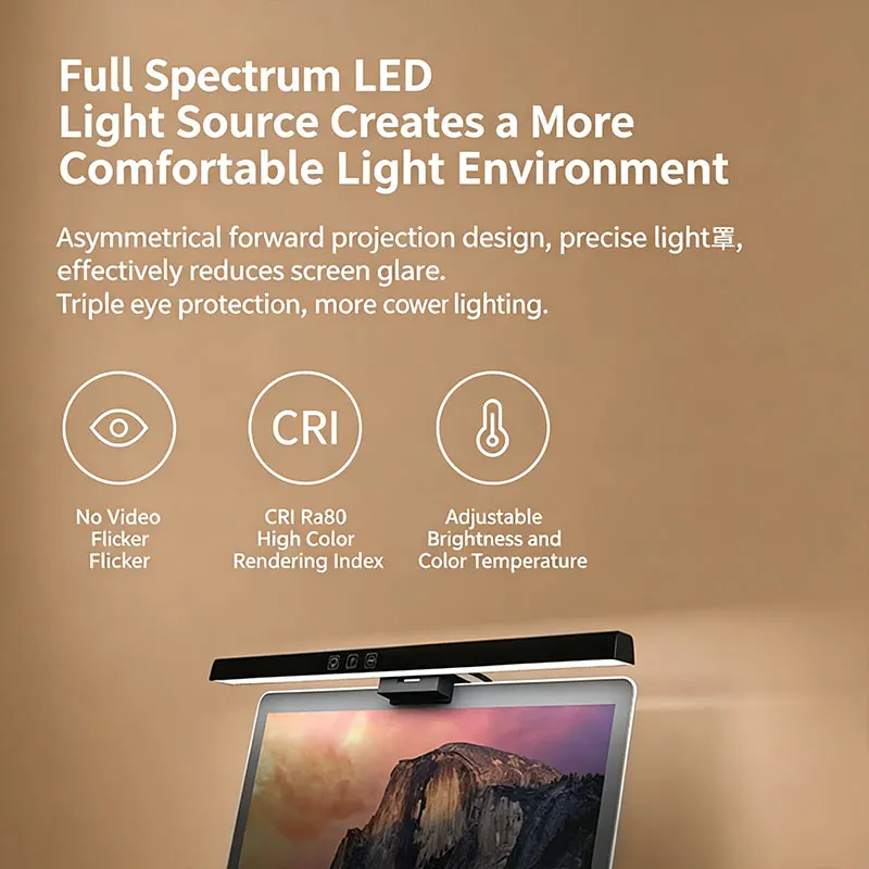 USB-Powered LED Monitor Light Bar for Soft Lighting and Optimal Nighttime Reading and Work