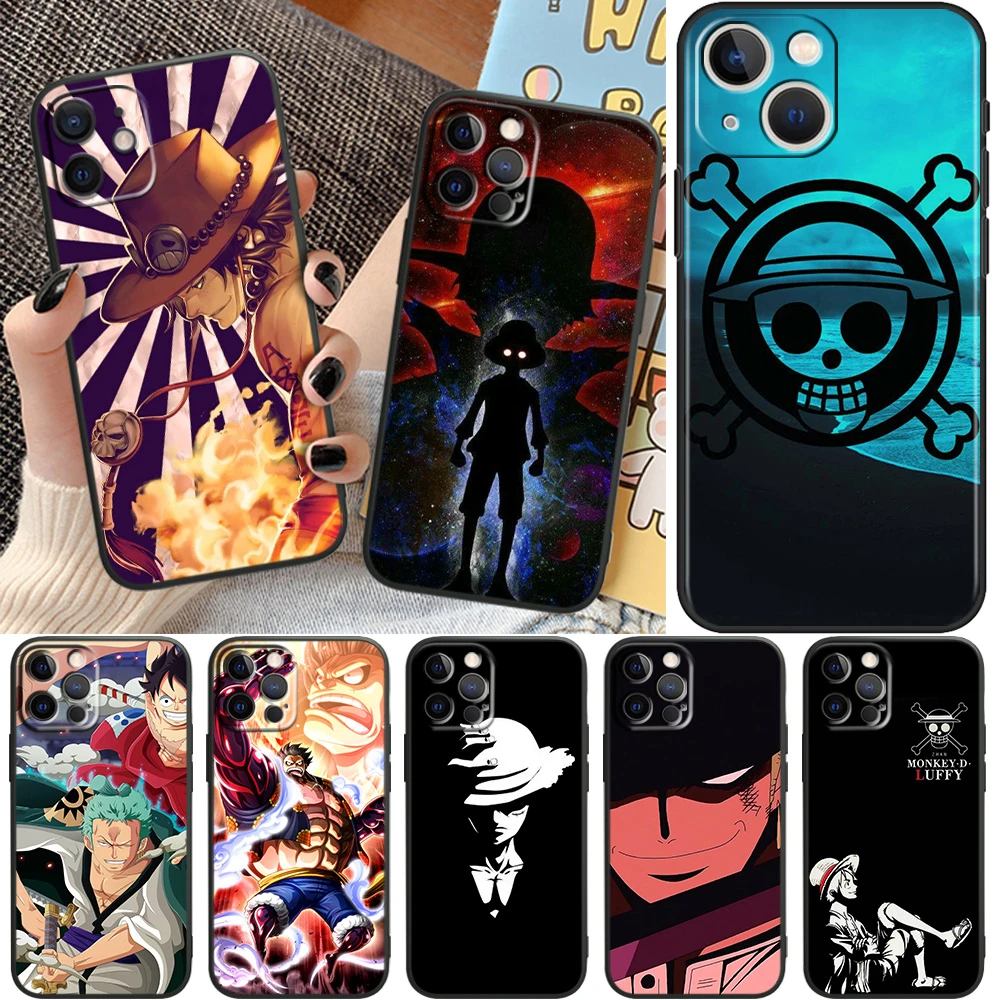 Hot Cartoon One Piece For Apple Iphone11 12 13 Pro Mini X Xr Xs Max 7 8 Plus Black Luxury Silicone Soft Phone Case Aliexpress