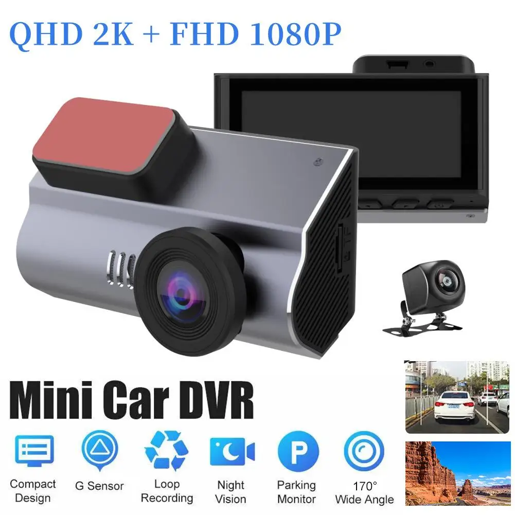 

A5 Dual Lens Car DVR Driving Recorder 2k Hd Front Rear Dual Camera Night Vision G-sensor Parking Monitoring