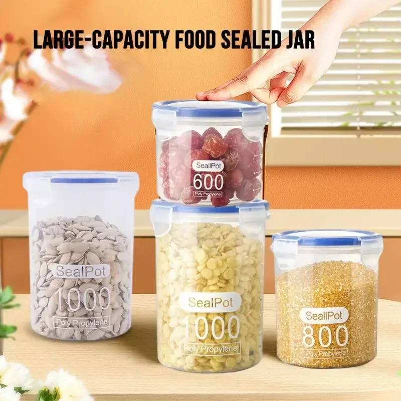 Kitchen Storage Sealed Plastic Kitchen Storage Containers Set with Lids for Cereal Candy Dried Food Organizer Bottles Jars Boxes