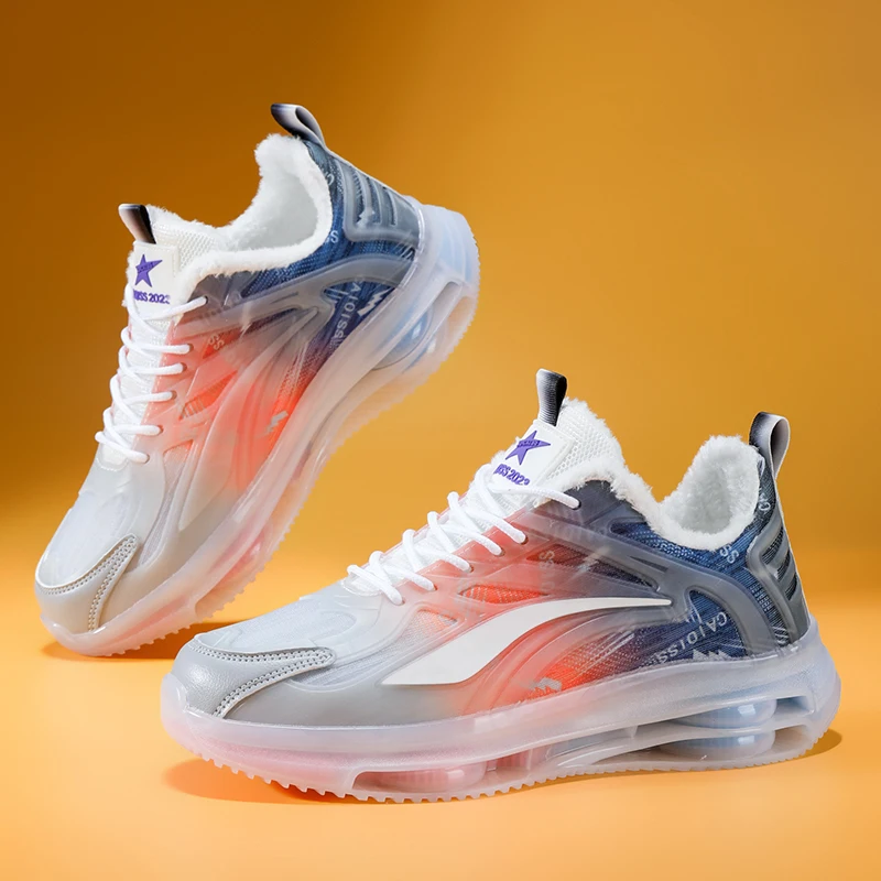 Men's Winter Running Shoes, Outdoor Casual Warm Ankle Boots, Cold-Resistant and Warm for Cold Weather, Casual Outdoor Winter Shoes Suitable for Daily Wear, Hiking, and Urban Style, Couple Color Scheme