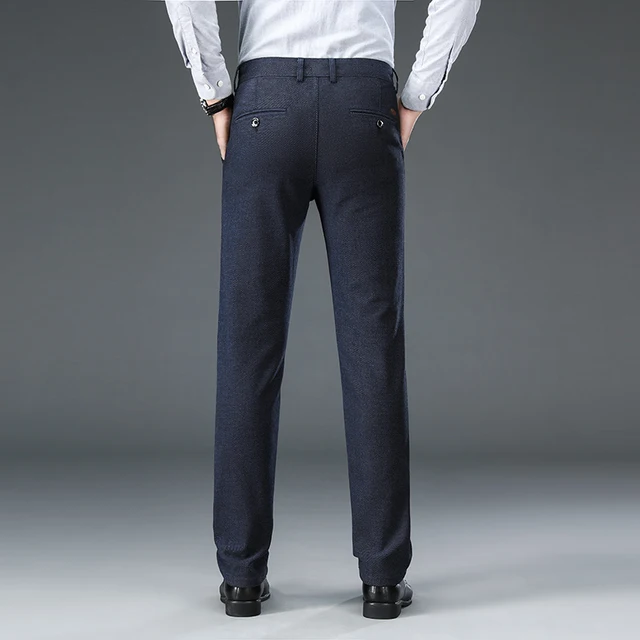 New Autumn Classic Men's Suit Pants Business Fashion Black Blue Elastic Regular Fit Formal Trousers Male Brand Clothing 38 40 3