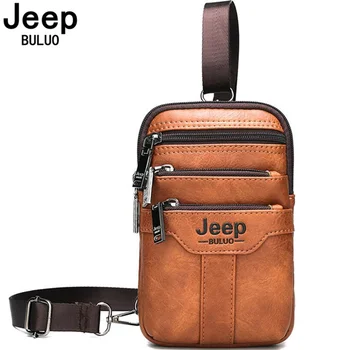 JEEP-BULUO 다기능 작은 어깨 메신저 가방 남성용, 새로운 패션 캐주얼 크로스 바디용 슬링 체스트백 다리
