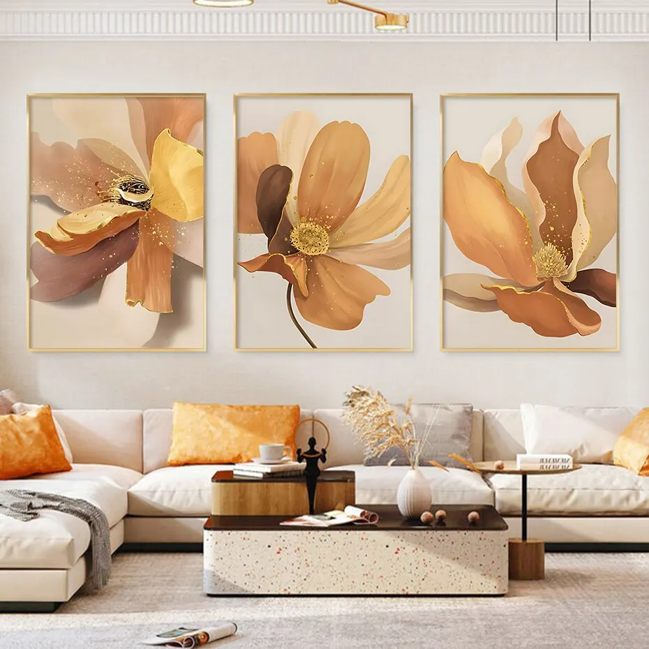 

Роскошный абстрактный постер Желтых Цветов, Картина на холсте, Настенная картина, современные картины для украшения интерьера гостиной