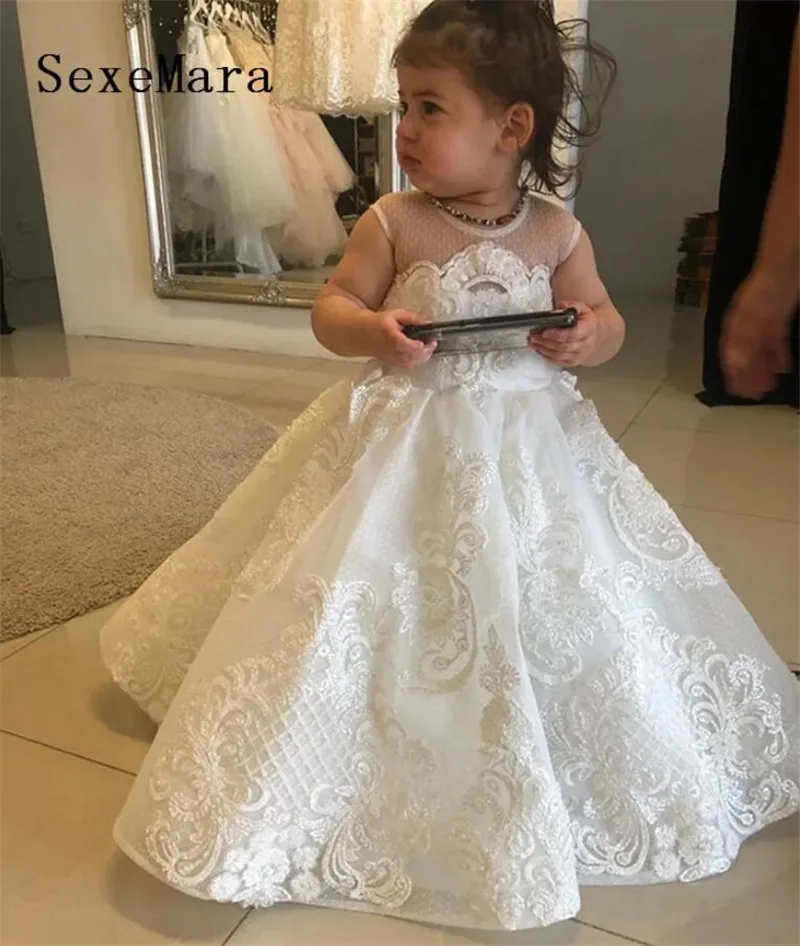 

Новое платье на день рождения для маленьких девочек, кружевное платье с аппликацией, платье принцессы для первого причастия, детское платье для девочек с цветами