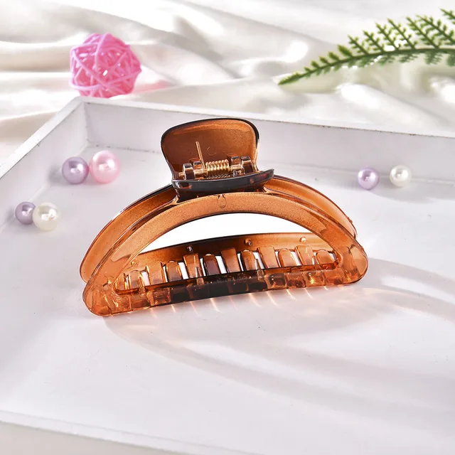 Women Girls Geometric Hair Claw Clamps Metal Hair Crab Moon Shape Hair Claw Clip Solid Color Hairpin Large Size Hair Accessories AO334