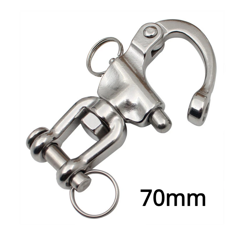 70Mm In Acciaio Inox Barca Marine Jaw Girevole Moschettone Gancio Hardware Di Grado Marino Per Barca A Vela Spinnaker Halyard Accessori