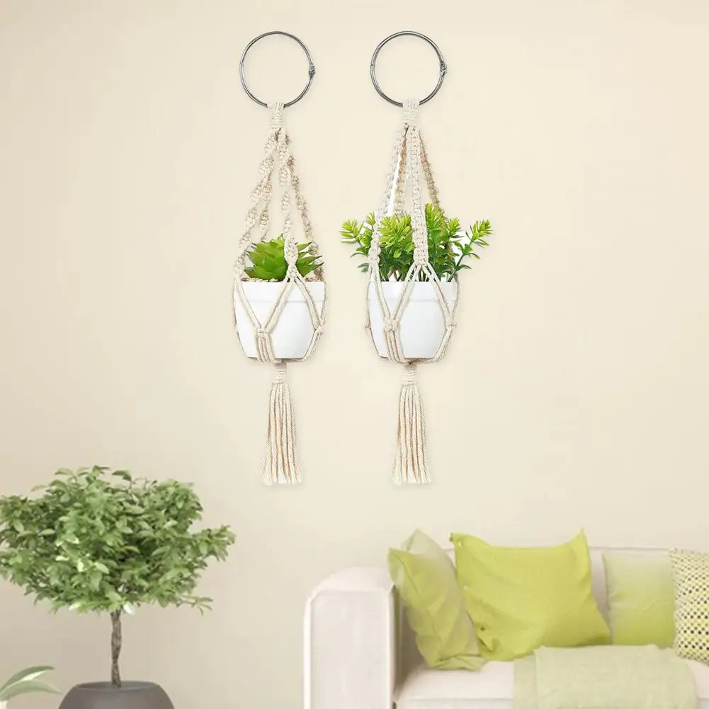 2Pcs Plant Hanger Attractive Creative Tassels Decor Portable Macrame |
