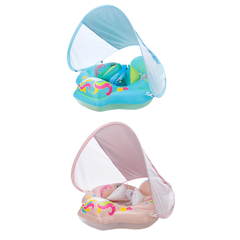 Baby Swim Float Baby Pool Float Inflatable Swimming Ring Toddler Pool Swim Trainer with Bottom Seat Sun Canopy swimming ring swimming pool float swimming float seat