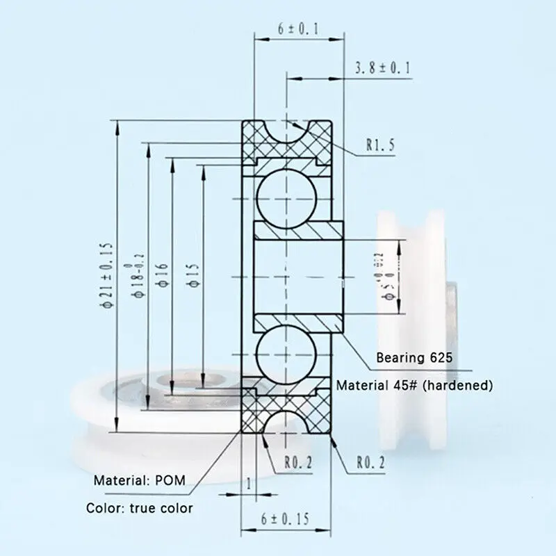 U Groove Bearing Pulley Line Lifting Wheel Bathroom Wheel 1PC 5*21*6mm Hard Stainless steel fixed pulley lifting rope pulley moving door window slide wheel