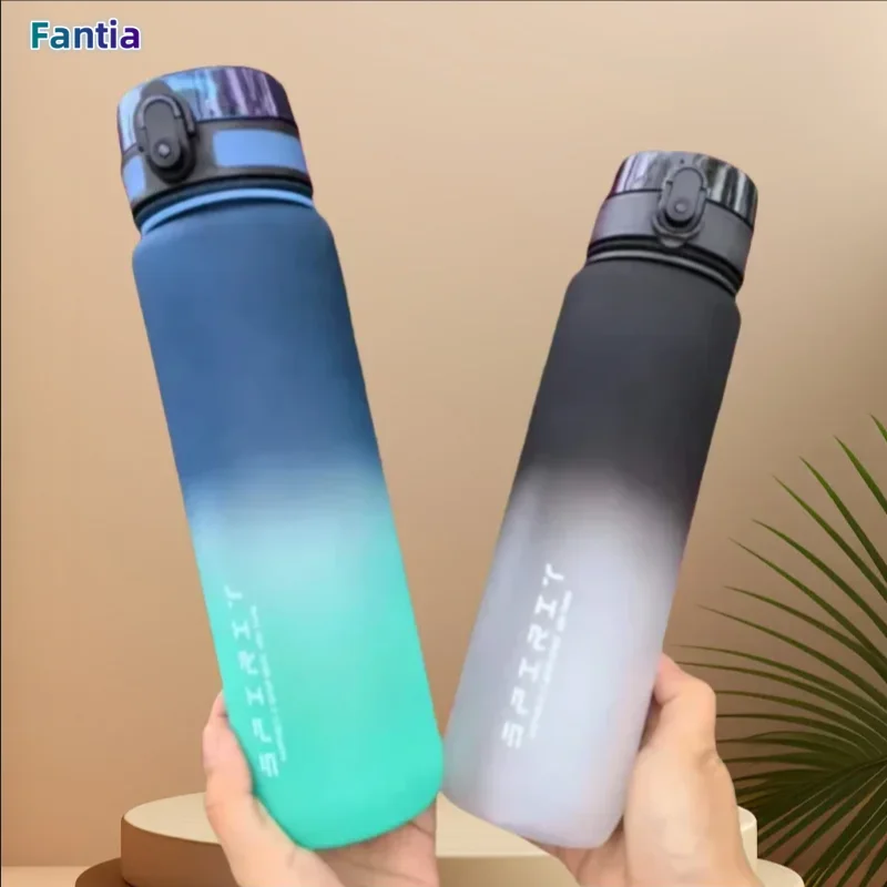 Large Capacity Motivational Sports Bottle - Leak-Proof & Reusable