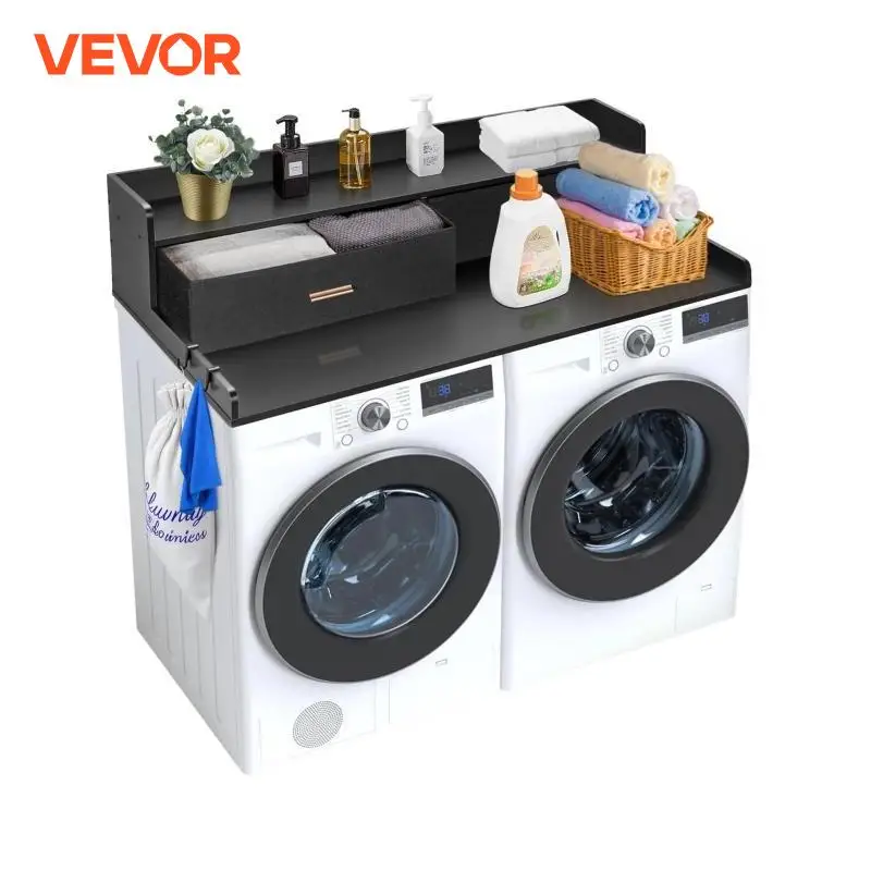 VEVOR Washer Dryer Countertop w/ Drawer & Shelf Wooden Washer and Dryer Countertop Laundry Topper for Laundry Room Organization