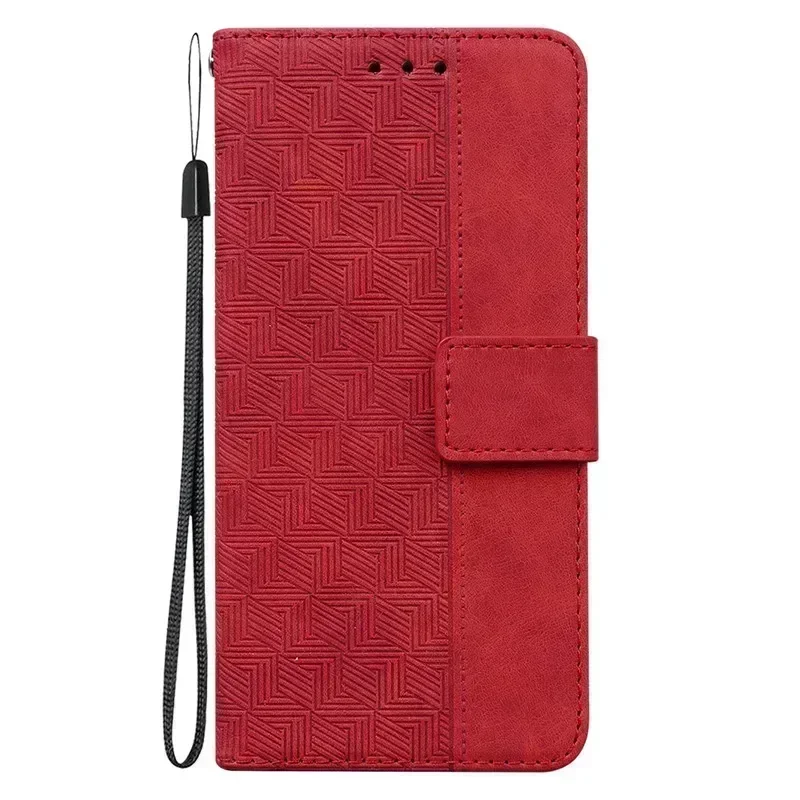 Magnetic Geometric Textile Wallet Book Cover Phone Case
